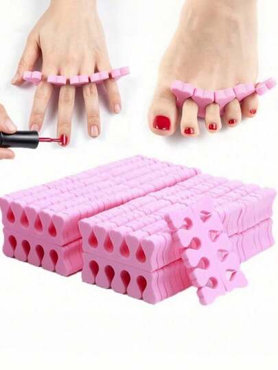10/50/100pcs Pink Foam Separators - Suitable For Manicure, Pedicure And Nail Art, Foam Toe Separators/Finger Separators, Nail And Toe Nail Divider Pads, Odorless Nail Polish Accessories, Premium Nail Art And Polishing Tool Kit For Nails, Pedicure, Gel Application