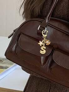 Golden Shell Starfish Bubble Initial A-Z Keychain, Exquisite Bag Pendant, Packaging Accessories, Mobile Phone Pendant, Car Pendant, Unique Mobile Phone Accessories, Simple Design, Suitable For Women's Wallets And Mobile Phone Accessories, Gifts For Friends, Family, Girlfriends, Outdoor Accessories - Multicolor - View 5