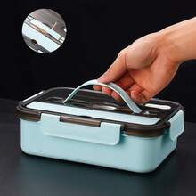 1 Pcs 304 Stainless Steel Lunch Box With Lid, Complimentary Spoons And Chopsticks, Student Cafeteria Dormitory Specific Lunch Box, Double-Layer Heated Lunch Box That Can Be Filled With Water, Perfect Holiday Gift - 粉色 - 查看 6