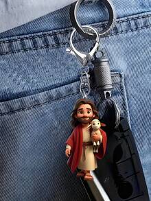 2D亚克力宗教钥匙扣，信仰主题亚克力钥匙圈，宗教人物包饰，灵性羔羊钥匙扣，扁平亚克力钥匙扣，设计精美，人物手捧羔羊，为钥匙、包包或背包增添意义非凡的时尚气息。 - 彩色 - 查看 8