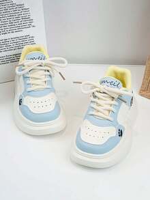 1 Pair Kids Leather Breathable Thick Sole Soft Bottom Non-Slip Casual Sneakers, Versatile Fashion Toddler Walking Shoes For Outdoor, Sports, School, Suitable For Spring, Summer, Autumn, Winter - Blue - View 5