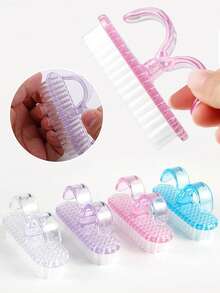 Nail Dust Cleaning Brushes With Cap, Hand Fingernail Brush Cleaner Scrubbing Kit Pedicure For Toes And Nails Men Women,For Nail Art - Multicolor - View 4