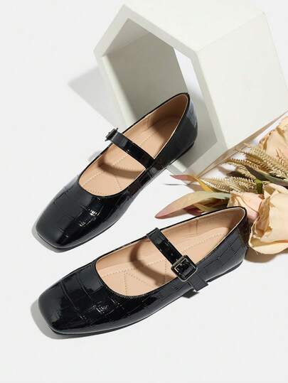 Women's Mary Jane Flat Square Toe Slip-On Shoes, Soft & Comfortable Casual Loafers, Low Heel, Suitable For Spring & Autumn