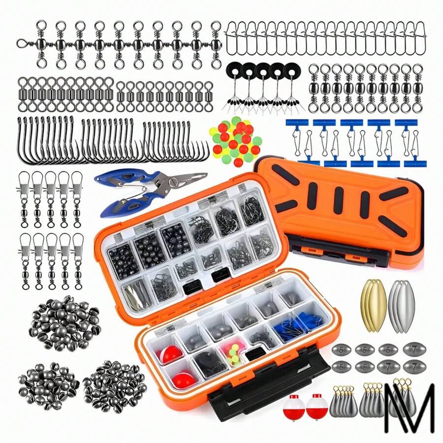 255 Piezas Kit De Accesorios De Anzuelos Pesca Señuelo Caja,anzuelos, Derivas De Peces, Plomadas, Alfileres, Alicates Lua, Cuentas,zurevalo - Gris - Ver 1
