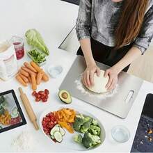 Dieses hochwertige Edelstahl-Schneidebrett ist rostbeständig und kann auf beiden Seiten verwendet werden. Es eignet sich zum Schneiden von Fleisch, Obst und Gemüse, kann mit Wasser abgewaschen werden und ist in verschiedenen Größen erhältlich. - Verschiedenfarbig - Übersicht 9