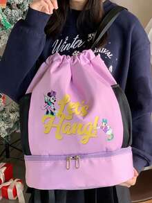 Disney 背包、男女通用健身包、米奇背包、可扩展胸包、旅行包、多功能收纳包、时尚手提包、牛津布抽绳单肩包 - 彩色 - 查看 7