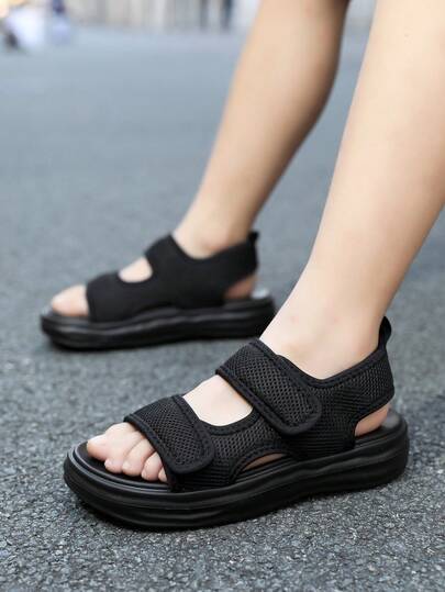 1 Pair Summer Minimalist Children's Sandals, Breathable Outdoor Casual Shoes, Anti-Slip Wear-Resistant Flat Beach Shoes For Boys