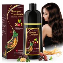 IIIMEIDU MEIDU Hair Dye, 500ml, Unisex Shampoo And Dye, 3 In 1 Long-Lasting, Effectively Covers Gray Hair, Contains Ginseng, Ginger, Black Sesame And Other Extracts For Hair Care, Suitable For All Hair Types. - 深棕色 - 查看 1