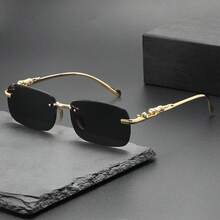 1pc Women's Fashion Elegant High-End Street Style Fashion Glasses - Gold - View 2