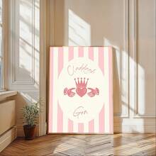 1 pieza Anillo irlandés sin marco "Gra" Póster de arte de pared de rayas rosas de Irlanda moderna Impresión en lienzo para decoración de habitación, esenciales de dormitorio, regalo de cumpleaños y decoración de fiesta, decoración de dormitorio con tema celta vintage, decoración de habitación estética, impresiones para pared, artículos esenciales para dormitorio universitario, decoración del hogar dormitorio, regalo de herencia irlandesa, idea de decoración de pared única, arte cultural minimalista. - Dibujos animados - Ver 2