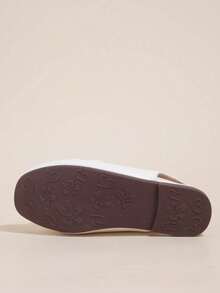 1 par de sandalias planas de dedo cerrado, de suela blanda y transpirable de PU para niñas, para /verano - Blanco - Ver 6