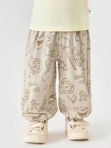 mini bala Baby Boy Lightweight Quick-Dry Breathable Loose Pants, Summer - Brown Tone - View 2