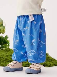 mini bala Quần dài mỏng nhẹ, nhanh khô, mềm mại cho bé trai, thích hợp mặc mùa hè. - xanh và trắng - Xem 4