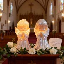 Conjunto de 2 moldes de silicone reutilizáveis em formato de anjo rezando, ideais para resina epóxi, fabricação de velas, artesanato em argila e gesso, lembrancinhas de casamento, decorações de Páscoa e Ramadã, compatíveis com resina, cera, argila e gesso (formato assimétrico). - Garota Anjo - Ver 14
