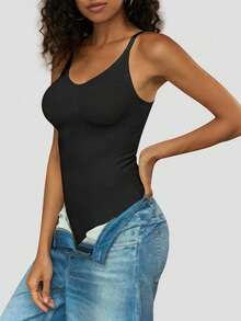 Women's Shapewear Jumpsuit, Slimming Tights Seamless Shape Waist Slimming Backless Thong Or Briefs Shapewear Jumpsuit - 黑色 - 查看 2