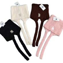 MLB Embroidered Fashion Knit Beanie With Ear Flaps - Versatile Warm Hat - Pink - View 5