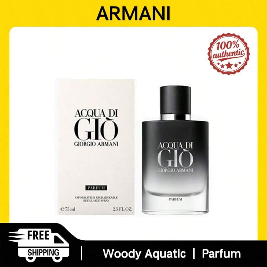 Armani Acqua Di Gio Men Parfum Spray Refillable 75ml Woody Aquatic Fragrance Men's Perfume Authentic Original Long-Lasting Scent - 木質水生香調 - 查看 1