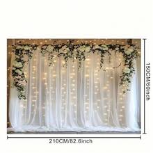 2D平面，1件装优雅白色花卉婚礼背景幕帘，非常适合新娘送礼会、浪漫摄影和带有花卉布置的婚礼装饰。 - 1pcs - 查看 4