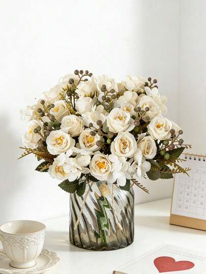 1支仿真玫瑰花，丝绸玫瑰，假花，家居，餐厅，客厅，户外花园装饰，插花艺术，摄影道具，秋季，春季，花瓶，花墙，花环，新娘捧花，婚礼装饰，DIY花环材料，生日派对装饰材料，家居装饰配件，情人节。