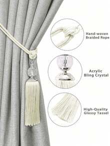 2pcs Luxury Crystal Pendant Tasseled Tie-Back Curtain Decor, Multi-Color Options, Suitable For Curtain Fixing And Decoration - 2pcs - View 4