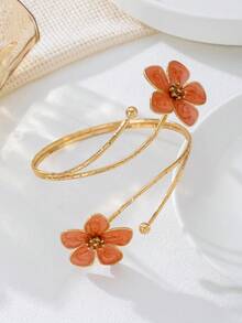 1pc Irregular Shaped Floral Arm Cuff For Women, Stylish Accessory For Summer Parties, Weddings, Vacations, Back To School, New Year Gifts For Friends And Family - White - View 11