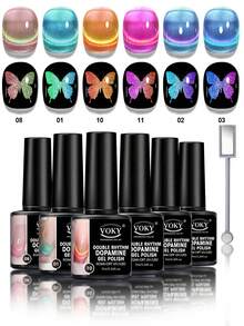 双猫眼凝胶指甲油套装 - 足部、手部和指甲护理美甲套装，包含6瓶双猫眼凝胶指甲油和1根磁性棒。需配合LED美甲灯使用。在家即可打造沙龙级美甲效果。适合专业美甲师和美甲爱好者。高品质凝胶，时尚美甲，每瓶7毫升。 - 彩色 - 查看 2