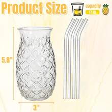 4pcs Pineapple Glass Set, Stylish Glass Containers, Comes With 4 Straws, Suitable For Parties, Holidays, Bars, And As A Gift For Your Girlfriend. - 4 Transparent Pieces - View 2
