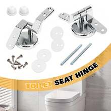 WC Toilet Seat Hinges Universal Part Replacement Fittings Hinge Set Silver - A - View 1