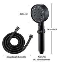 2pcs 5-Setting High Pressure Shower Head With Hose, ABS Material Handheld Shower Head Set With On/Off Button, Including 1.5m Bathroom Hose - Black - View 4