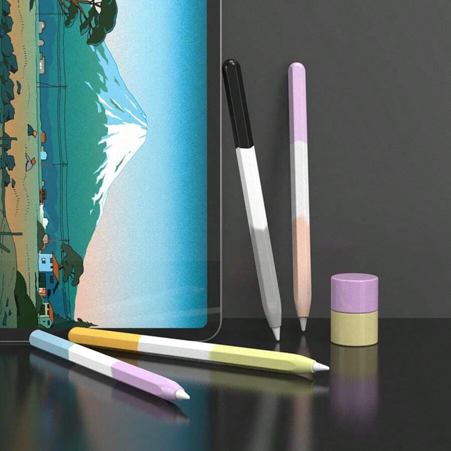 彩虹硅胶保护套/保护壳，兼容 Apple Pencil 第一代/第二代，防摔保护套，送给母亲、家人、朋友、孩子，生日、节日礼物 - 彩色 - 查看 1