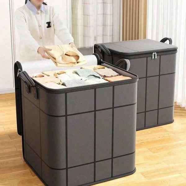 1 pieza Bolsa de almacenamiento negra reforzada de gran capacidad y plegable para organizar el armario