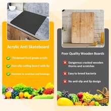 Acrylic Cutting Board With Lip Non Slip 18 X 14 Inch Clear Cutting Board Chopping Acrylic Countertop Protector Cover Shatter Resistant For Home Restaurant Kitchen Sink Stove - màu đen - Xem 3