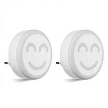 Đèn ngủ LED trắng ấm 0.5W với cảm biến thông minh, màu vàng ấm 2700K, thích hợp cho hành lang, phòng ngủ, phòng trẻ em, nhà bếp, cầu thang, thiết kế hình mặt cười (Lưu ý: Đèn ngủ này chỉ bật khi ánh sáng xung quanh đủ tối) - Phích cắm loại C của EU (220-240V) - Xem 12