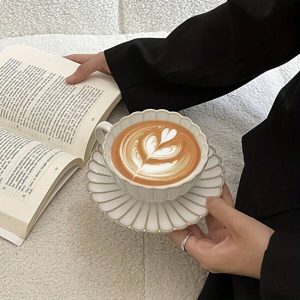 Ceramic Japanese Coffee Cup And Saucer Set, Suitable Breakfast, Tea Party, Afternoon Tea, Garden, Restaurant, Etc., Can Be Used Multiple Purposes In Summer And Winter