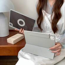 Ốp bảo vệ máy tính bảng 3 trong 1 tối giản, màu trơn, có nam châm, dễ thương, tương thích với Apple iPad thế hệ thứ 11, iPad Pro phiên bản mới 2025, iPad thế hệ thứ 10, iPad Air 7/6, 11 inch, có khe cắm bút cảm ứng, chống cong vênh, ốp bảo vệ máy tính bảng thời trang dành cho nữ. - Nhiều màu - Xem 6