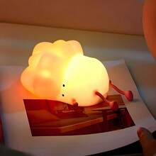 Luminária de Repolho Silicone Mesa Lâmpada Noturna Abajur Fofo Sensor Toque Touch Led Repolho - Rosa chiclete - Visão 1