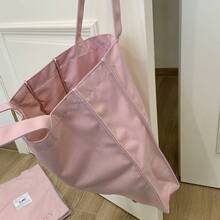 Burberry 1pc Classic Canvas Pink Cosmetic Bag, Large Capacity Lightweight Makeup Storage Handbag, Suitable For Daily Use, Travel And Home Organization, Minimalist College Style, Makeup Accessories - Watermelon Pink - View 8