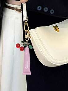 可定制姓名/文字便携式口红包挂件，口红瓶，樱桃绿叶元素包挂件，管状包装挂件，唇彩口红钥匙扣挂件配件，旅行配件，旅行收纳盒，多功能配件，时尚简约，日常必需品 - 彩色 - 查看 7