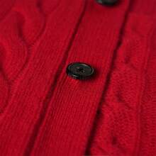 Polo Ralph Lauren Classic Embroidered Wool Cardigan | Cable-Knit Cashmere Blend Crewneck Button-Front Sweater, Women's Timeless Knitwear - 紅色 - 查看 3