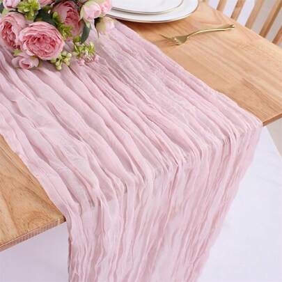 Blush Pink Gauze Table Runner, Elegant Wedding Table Decoration Fabric