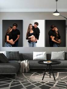 3pcs/Set Customized Canvas Wall Art, Framed Canvas Painting For Indoor Room Decor, Personalized Commemorative Photo Print For Wedding And Bedroom - Multicolor - View 6