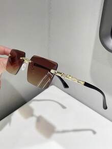 1副女士休闲时尚无框眼镜，百搭日常佩戴、街头风、派对、夏季、海滩度假、约会、户外活动 - 雙茶片 - 查看 2