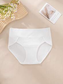 4条装高腰女士内裤，棉质柔软面料，黑/白/灰三色可选，女士三角裤，平角短裤，安全裤 - 彩色 - 查看 6