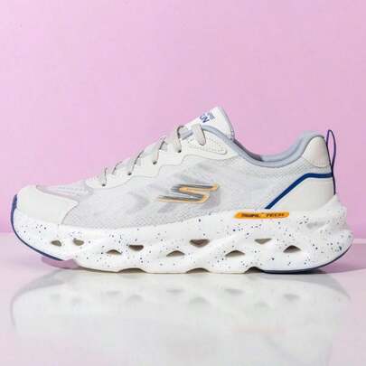 Skechers Men's Go Run Swirl Tech Cushioned Running Shoes, Lightweight & Comfortable For Daily Casual Sports, 220546-WHT