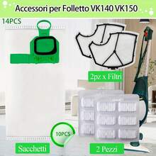 6/7/12/14pcs Dust Bags Suitable For Vorwerk VK140 VK150 FP140, 14pcs Set (10 Dust Bags + 2 Motor Filter Nets + 2 Fragrance Pads), 7pcs Set (5 Dust Bags + 1 Motor Filter Net + 1 Fragrance Pad) - Multicolor - View 9