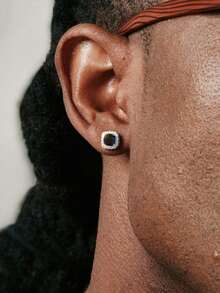 CVNANA 2pcs Ice Sugar Punk Dangle Earrings Men's & Women's Hip-hop Stylish Diamond Ear Stud, Exquisite Fashion Jewelry - square - View 15