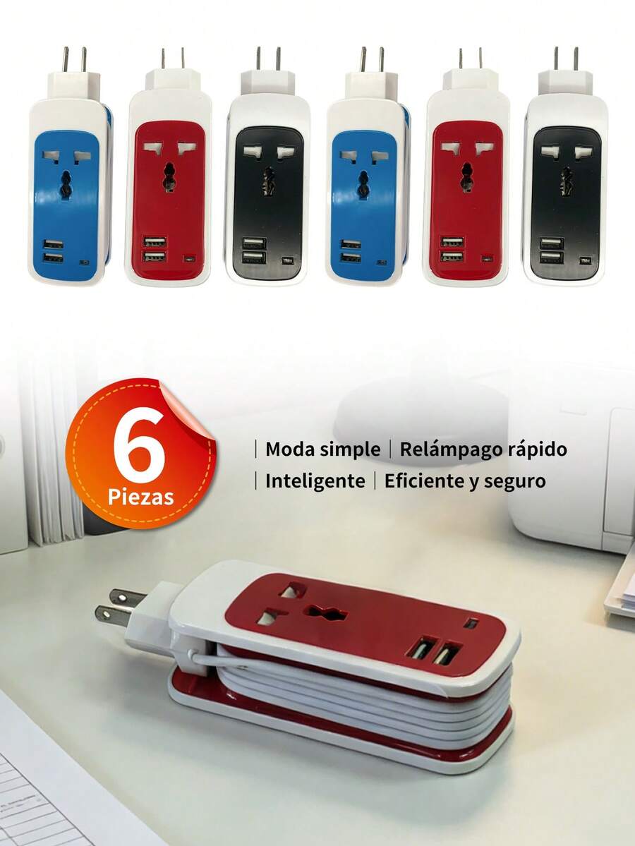 Power Strip, Outlet Extender, Power Strip 3 In 1 Socket, Portable Socket, 2 USB And 1 Socket, 110V, 750W, For Office, Bedside, Travel - 查看 1