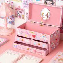Unicorn Musical Jewelry Box For Girls | Spinning Ballerina, 3 Drawers & Jewelry Set | Christmas Gift With Waltz Of Flowers Tune - Hồng - Xem 3
