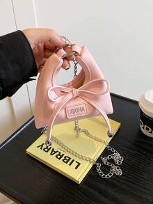 1个青少年斜挎包，便携式马卡龙色，外出必备，包含耳机盒、口红盒、零钱包 - 蝴蝶結 - 查看 11