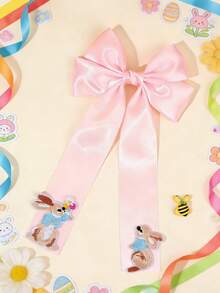 1 Stück Osterhasen Haarbögen für Mädchen, große Haarclips mit Hasenbestickung, süße Seidenhaarklemmen im Stil für Festivals, Partys, Urlaubsoutfits, Teenager Haaraccessoires - Verschiedenfarbig - Übersicht 3